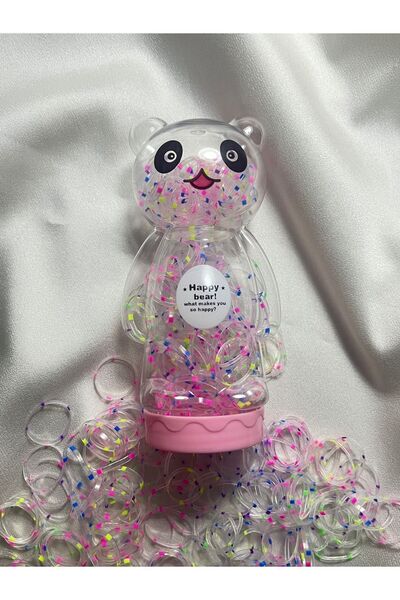 mellove Ayıcık Kutulu Perma Lastik Benekli Toka Çocuk Lastiği Şeffaf