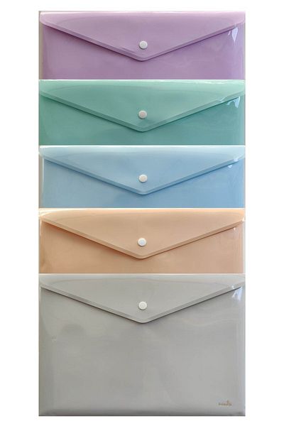 FİYPER A4 Pastel Colored Snap Envelope File - 5 Colors