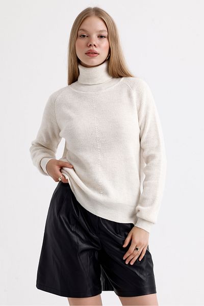 MD trend Turtleneck Slit Basic Knitwear Women's Sweater