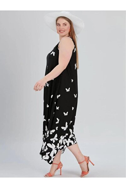 BERNEO Φόρεμα από βαμβακερό χτενισμένο βισκόζη με ασύμμετρη κοπή - Χοντρό λουράκι και αστράγαλο