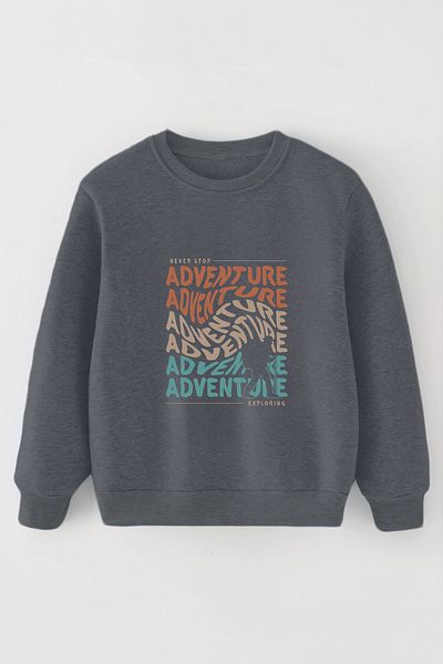MYADA Детски суитшърт с принт Adventure Exploring - голям размер - специален дизайн 11134