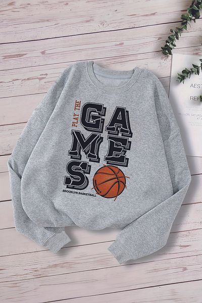 MYADA Детски суитшърт с принт Play The Games - голям размер - 12818