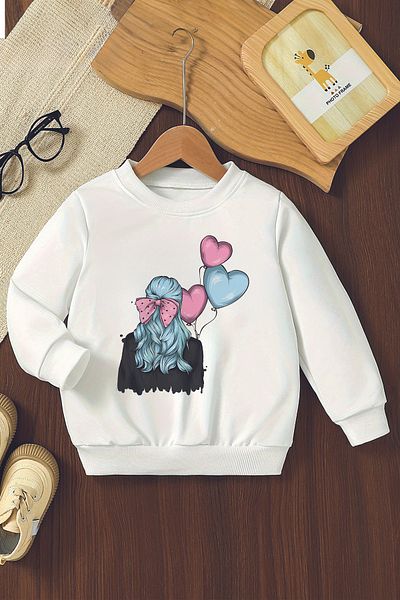 MYADA Hanorac oversize cu imprimeu Pretty Girl - Holding Balloons 11065