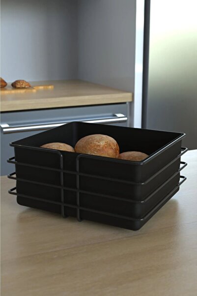 Kitchen Line Bread Basket Multi-Purpose Black Stainless Basket Black Fabric