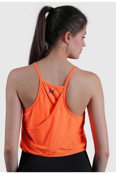 HALVMAN Orange Women's Sports Tank Top - Back Detail, Hlv1341