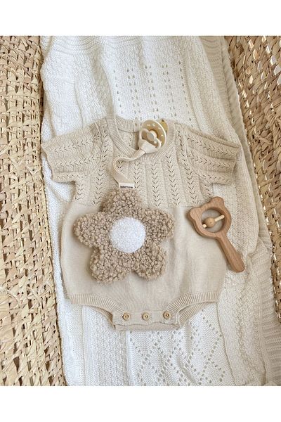 bohemoon Beige Teddy Daisy Pacifier