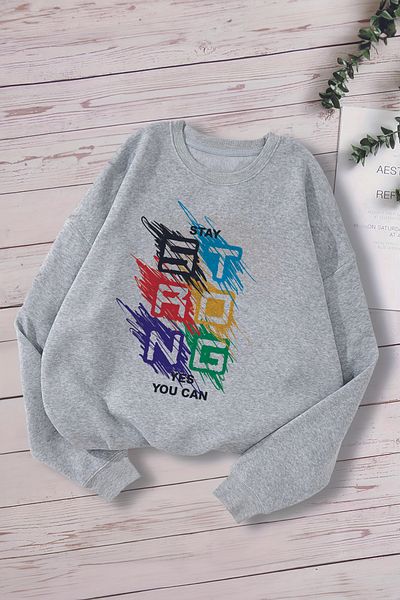 MYADA Детски суитшърт с принт Yes You Can - специален дизайн 12658