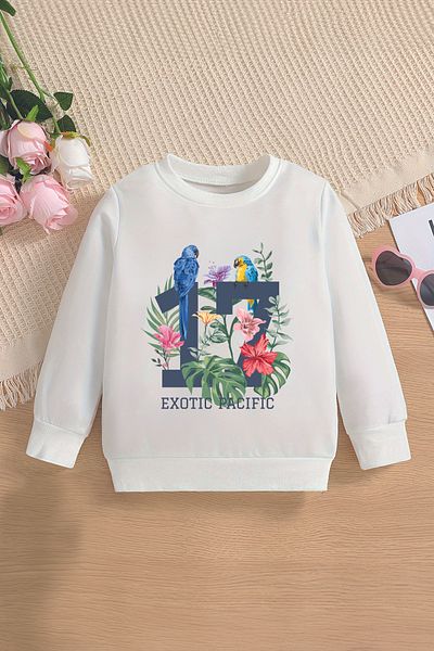MYADA Hanorac supradimensionat pentru copii cu model exotic Pacific - 12784