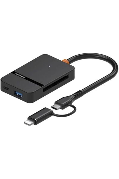 Coverzone Çoklayıcı Adaptör 8 in 1 Lightning/Type-c To USB A,SD TF MS/Macbook uyumlu Çevirici Adaptör ADS-315