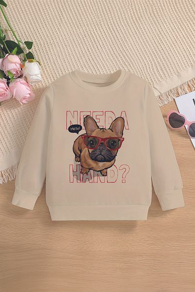 MYADA Premium 12759 Model Oversize παιδικό φούτερ - Confused Glasses Dog Pattern