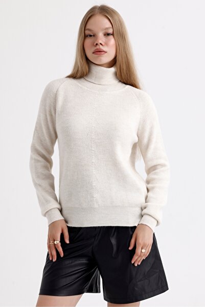 MD trend Turtleneck Slit Basic Knitwear Women's Sweater