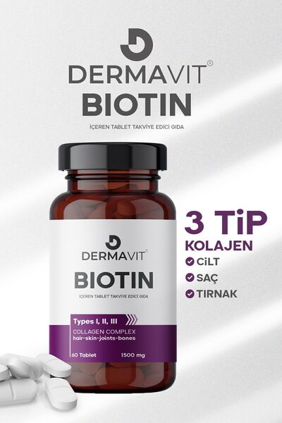 Dermavit Saç Tırnak Vitamini Biotin 5000, Vitamin D, Çinko, Folik Asit, At Ku...
