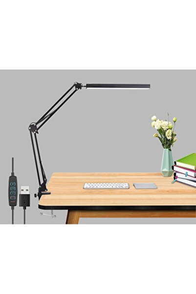 Coverzone Dekoratif Led Masa Lambası USB Kablolu Kademeli 3 Eklemli Kıskaçlı ...