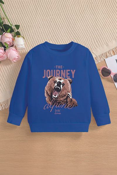MYADA Детски суитшърт с щампа на алпийско мече The Journey - голям размер - 12688