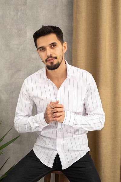 WAMOSSALAPLI Oxford Striped Slim Fit Shirt