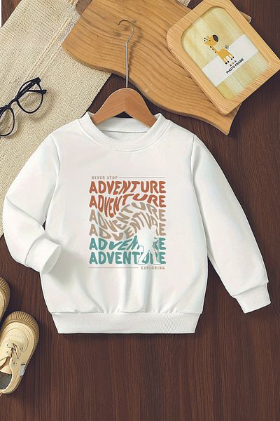 MYADA Hanorac oversize pentru copii cu imprimeu Adventure Exploring - Design special 11134