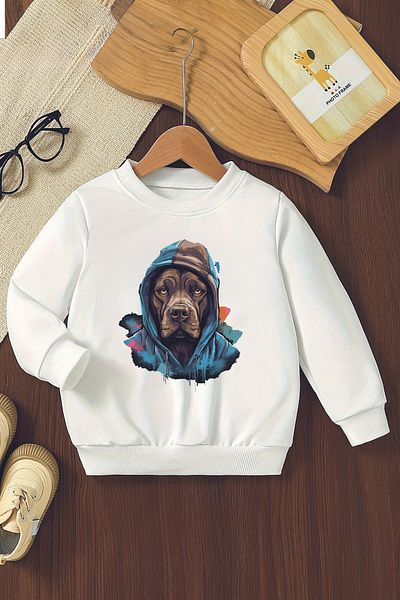 MYADA Hanorac oversize pentru băiat - Serious Dog Printed, 11073