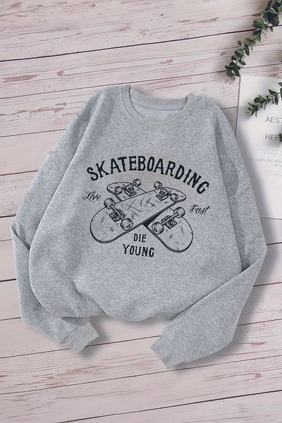 MYADA Детски суитшърт Die YoungTarz Oversize - специален дизайн за скейтбординг 12646