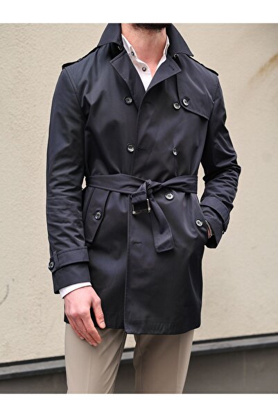 AEK FIORE Erkek Lacivert Kruvaze Trençkot