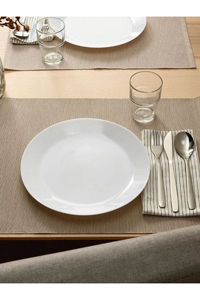 TAGESAN Oftast 6 Pieces 25 cm White Plates, 6 Pieces Dinner Plates, Toughened Tempered Glass