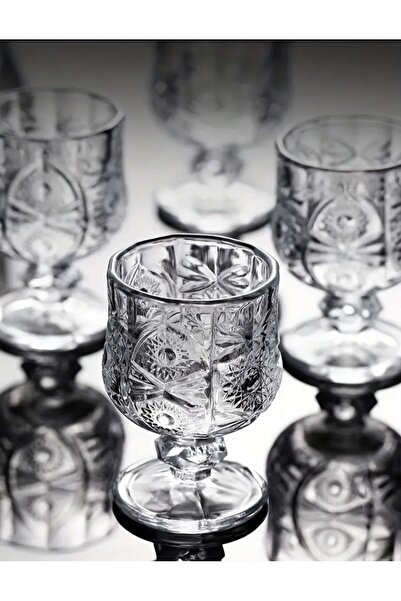 DİBA AVM 6 Kişilik Kristal Kahve Yanı Su Ve Zemzem Bardağı Ayaklı