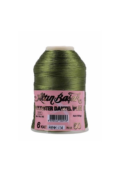 Altınbaşak Gold Spike Polyester Lace Thread 6 στρώσεις 100 Gr Χρώμα 434 Πράσινο Νο: 50 (1 τεμ.)