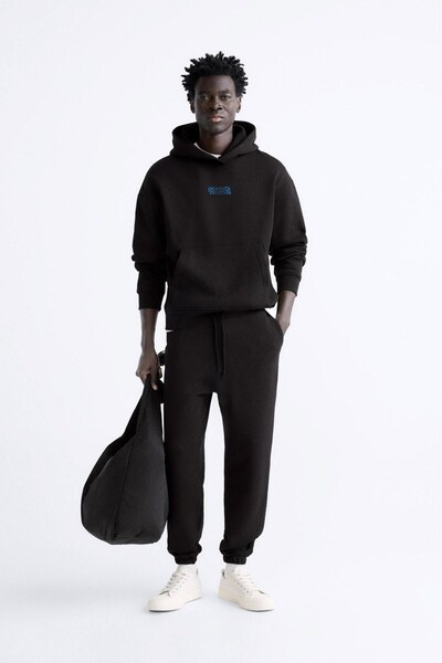 The Champ Clothing Polar Peanuts Written Snoopy Patterned - Hooded Black Oversize Hoodie φούτερ