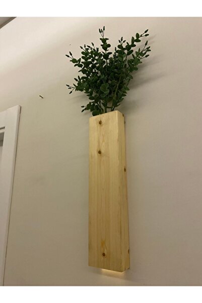 ViraHome Tekli Lüx Ahşap Çiçeklik Peri Ledli Yapay Çiçek Dahil Duvar Dekorasyon Saksılık Ev Hediyesi 40 Cm