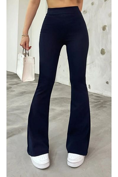 SYM Women's Flexible Lycra High Waist Non-Showing Crepe Wide Leg Pants