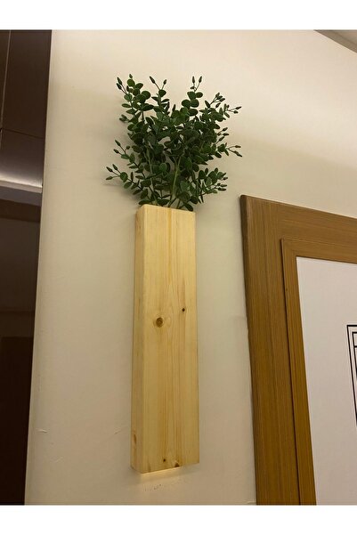 ViraHome Tekli Lüx Ahşap Çiçeklik Peri Ledli Yapay Çiçek Dahil Duvar Dekorasyon Saksılık Ev Hediyesi 40 Cm