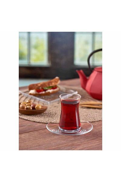 Paşabahçe Heybeli Tea Set - Plain, 160 Ml, 8 Pieces