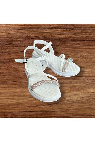 İpek Sandale de damă White Stone Silk - Talpă ortopedică