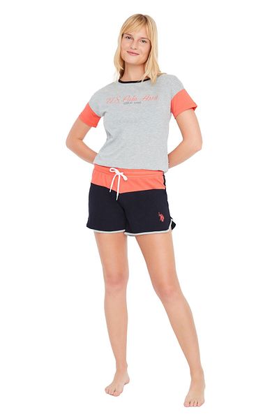 U.S. Polo Assn. Polo Assn din SUA. 16865 Set de pijamale pentru femei, gri Melange, pantaloni scurți, gri