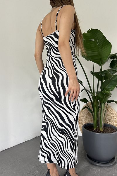 Sun Victoria Γυναικείο φόρεμα με σχέδιο Zebra - Σκιστό