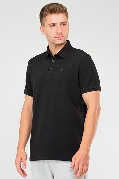 speedlife Tricou de bază negru cu gât polo pentru bărbați - 100% bumbac, mânecă scurtă XF1735