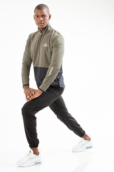 speedlife Ανδρική φόρμα αθλητικής φόρμας Khaki Regular Bstrech Stand γιακά με ελαστικό πόδι Xa0475