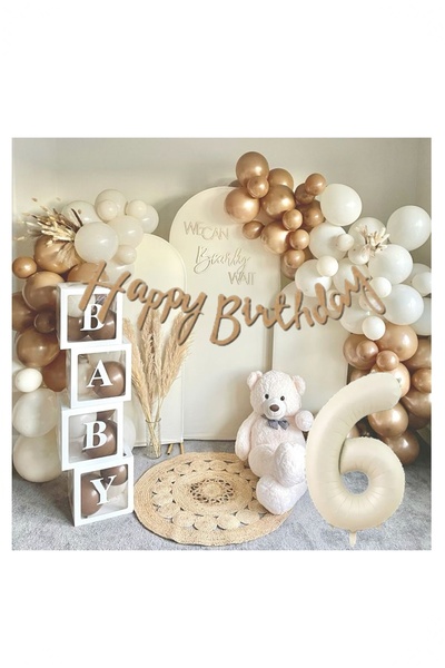 BİDOLUMUTLULUK Baby Yazılı Balon Kutusu Karamel Doğum Günü Seti Parti Kutlama...