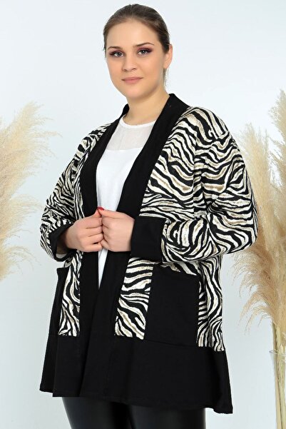 Kheos Ειδικά σχεδιασμένη κοντή ζακέτα με μοτίβο ζέβρας με τσέπες και κομψή