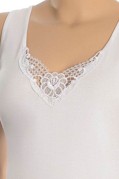Öts Tricot de corp de damă, alb, din bumbac, cu dantelă, cu dantelă groasă