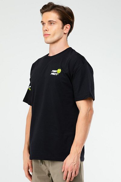 speedlife Μαύρο Oversize 100% βαμβακερό ανδρικό μπλουζάκι με κοντό μανίκι Xf1581