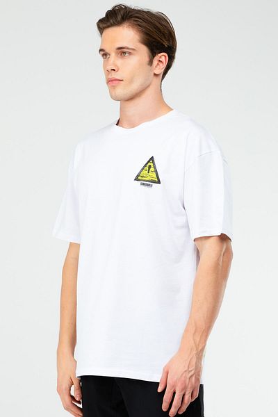 speedlife Λευκό Oversize 100% βαμβακερό ανδρικό μπλουζάκι με κοντό μανίκι Xf1602