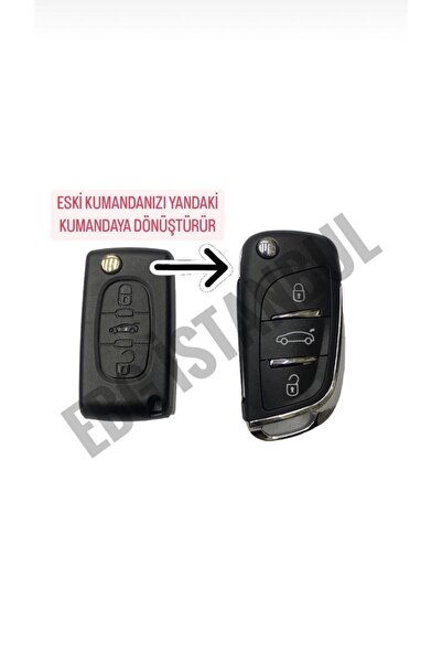 EBG İSTANBUL Peugeot Çevirici Sustalı Kumanda Kabı 3 Buton ( Pil Yataklı Logo...
