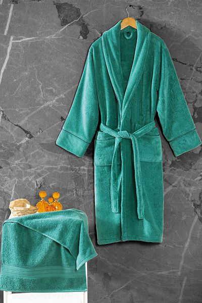 Cotton Box Set exclusiv de halate de baie single verde M/l