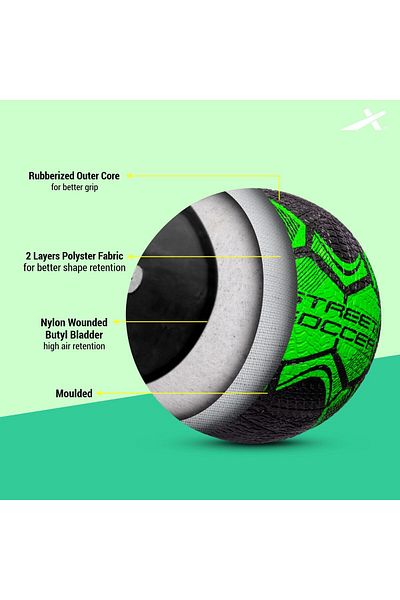 Vector X Street Soccer Rubber Moulded Football Size-5 (Green, Black)