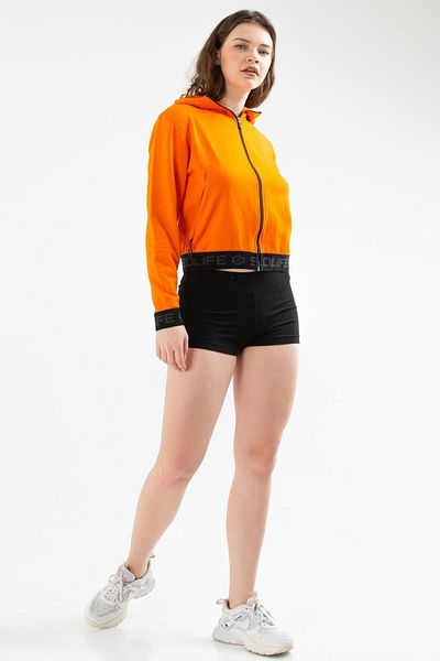 speedlife Hanorac de damă portocaliu slim fit cu glugă - bumbac SC0962