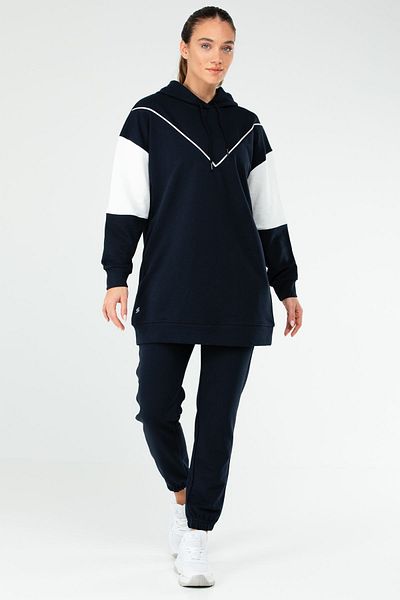 speedlife Γυναικεία αθλητική φόρμα μπλέ Navy κανονική βαμβακερή κουκούλα Sa2630