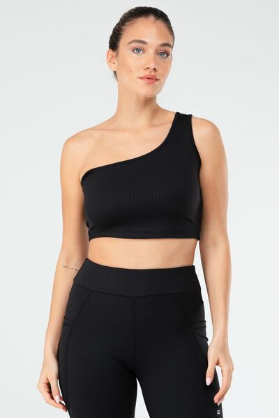 speedlife Sutien sport negru obișnuit cu gât deschis pentru femei Sf0641