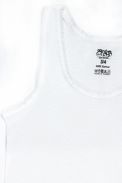 Öts Tricou pentru fetiță, alb, din 2 piese, cu curele late, cu nervuri