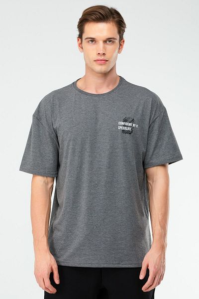 speedlife Αντρικό μπλουζάκι Anthracite Oversize Cotton Crew Neck με κοντό μανίκι Xf1583