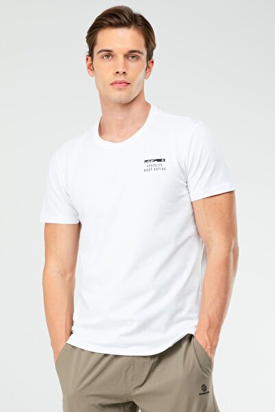 speedlife White Regular Cotton Crew Neck Short Sleeve Men's T-Shirt Xf1542